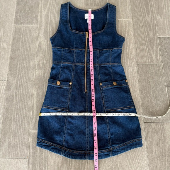 Alice McCall Revolve On and Off Jean Denim Mini Dress US 6 Stretch Square Neck - Picture 16 of 16